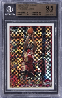 2003-04 Topps Chrome Basketball X-Fractors #111 LeBron James Rookie Card (#198/220) - BGS GEM MINT 9.5